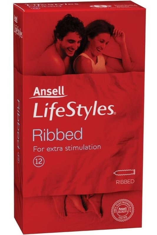 Ansell Lifestyle Stretchy Ribbed Condoms 12 Pk - - Condoms