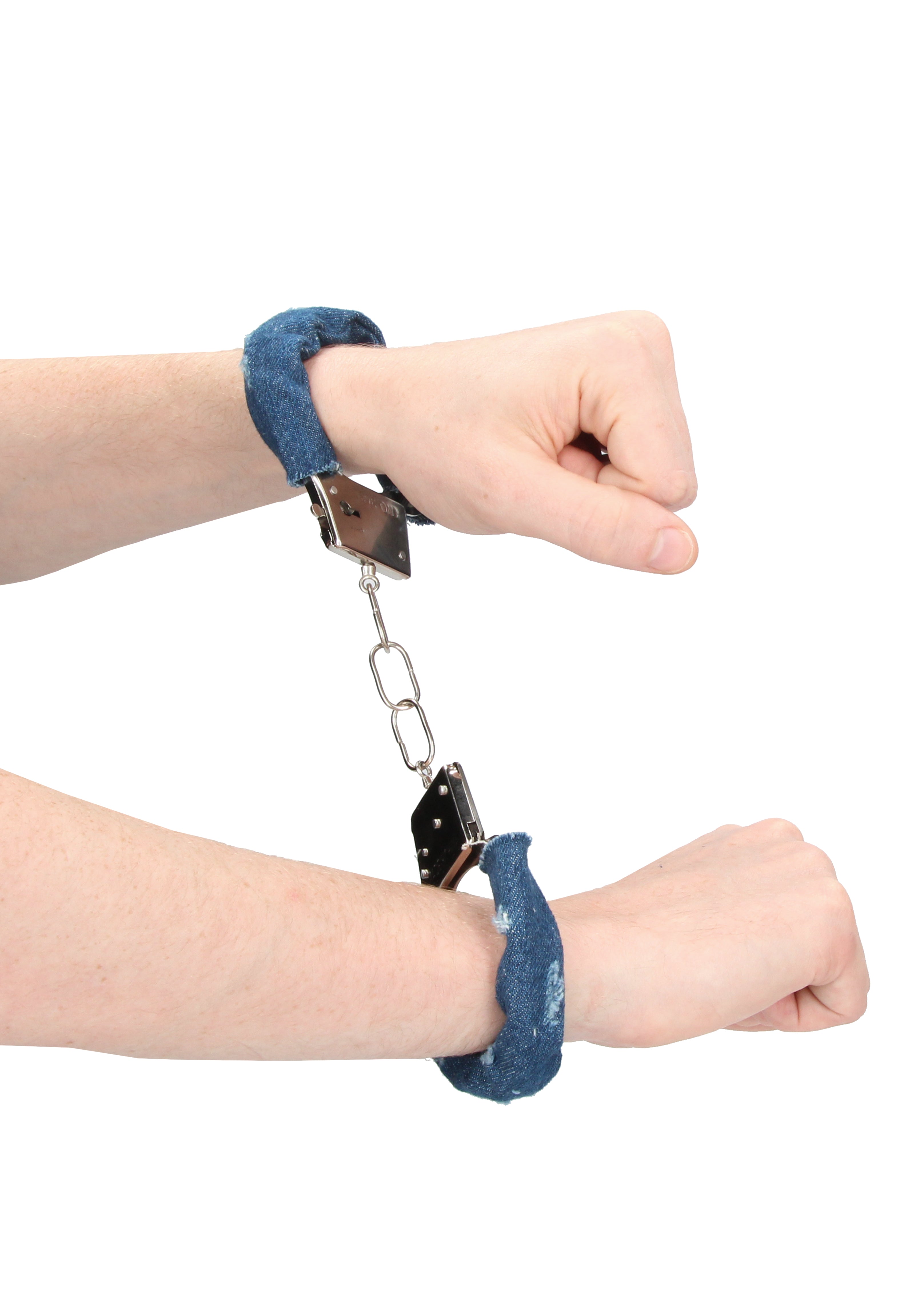 Shots Toys Roughend Denim Style Metal Handcuffs - Cuffs And Restraints