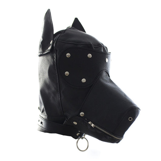 Bang Good Bondage Dog Hood Shiny Real Leather - - Bondage Hoods