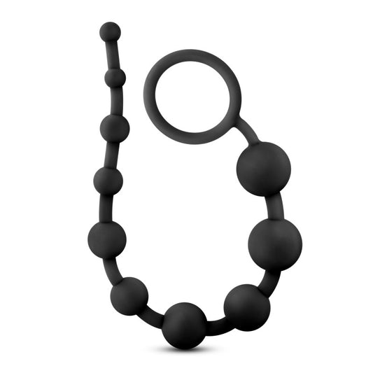 Anal Adventures Platinum 10 Anal Beads - Black - - Anal Beads and Balls