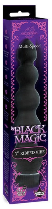 Black Magic 7 inch Ribbed Vibrator