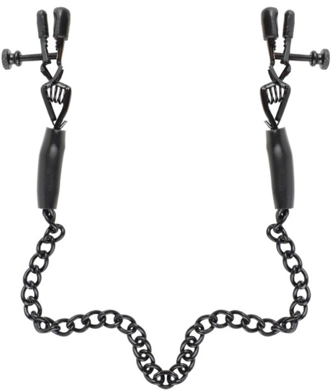Adjustable Nipple Chain Clamps - Black - - Nipple and Clit Clamps