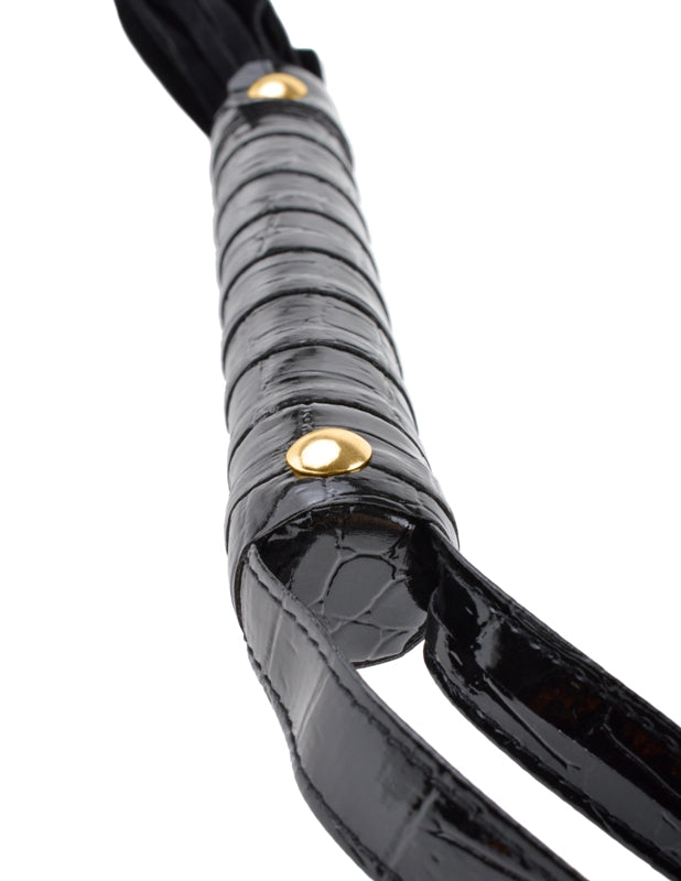 Fetish Fantasy Gold Cat O' Nine Black Leather Flogger - - Whips And Crops