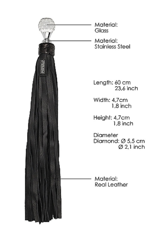 Pain Classic Designer Flogger with Round Sparkling Handle - - Whips And Crops