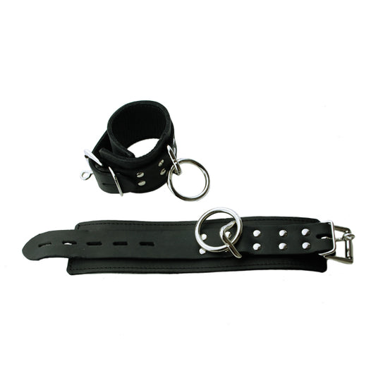 Deluxe Black Leather Wrist Cuffs With Snap Lock - - Cuffs And Restraints