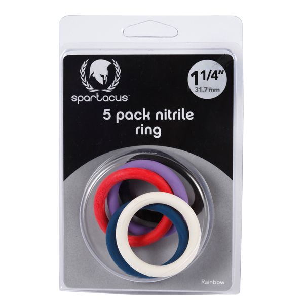 Rainbow Nitrile Cock Ring 5 Pack - - Cock Rings