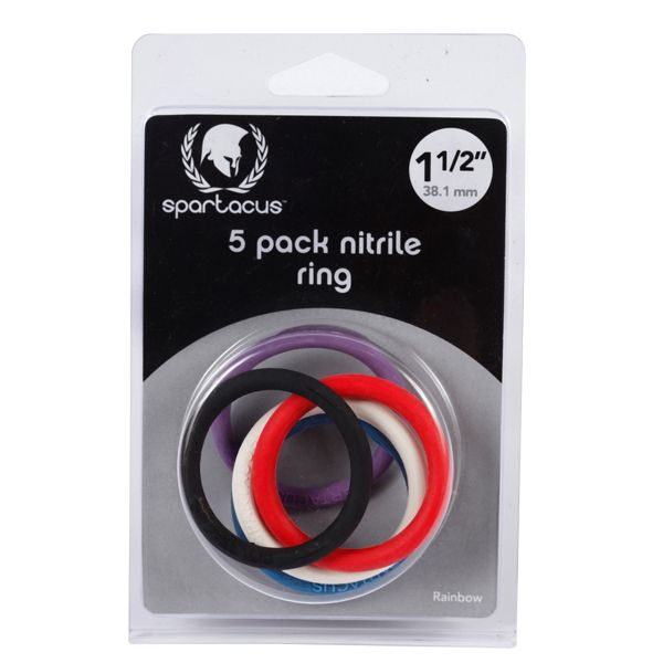 Rainbow Nitrile Cock Ring 5 Pack - - Cock Rings