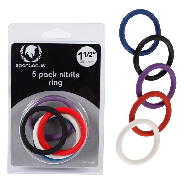 Rainbow Nitrile Cock Ring 5 Pack - - Cock Rings