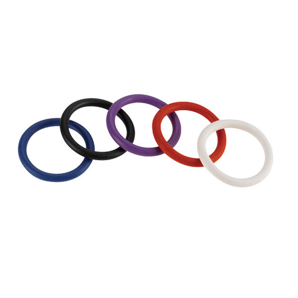 Rainbow Nitrile Cock Ring 5 Pack - - Cock Rings