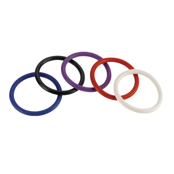 Rainbow Nitrile Cock Ring 5 Pack - - Cock Rings