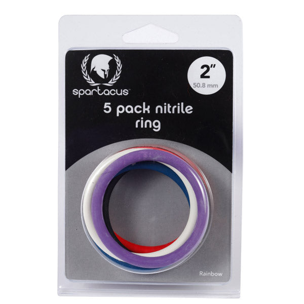 Rainbow Nitrile Cock Ring 5 Pack - - Cock Rings