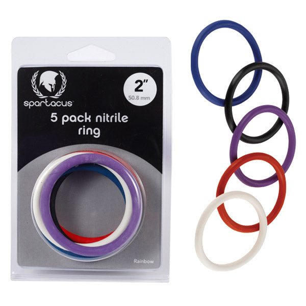 Rainbow Nitrile Cock Ring 5 Pack - - Cock Rings