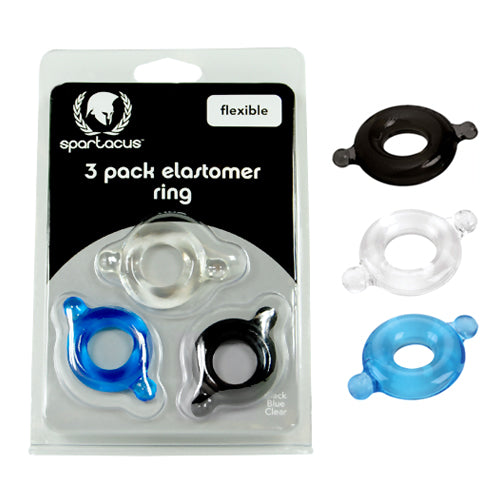 Elastomer Cock Ring 3 Pack - Set 2 - - Cock Rings