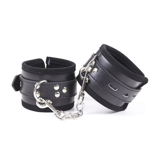 Buckler Faux Leather Cuffs With Chain - - Cuffs And Restraints