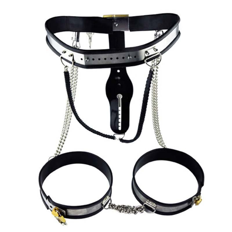 Chained Thigh High Chastity Belt & Cuffs - - Male Chastity