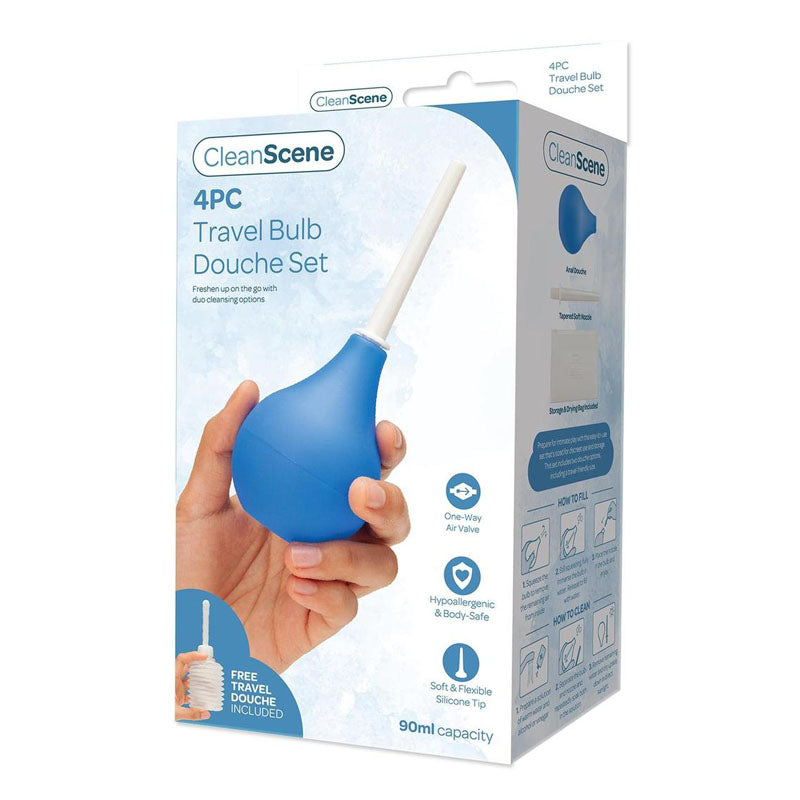 CleanScene 4 Piece Travel Bulb Douche Set - - Enemas and Douches