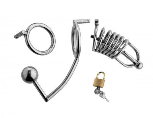 Condemned Penetration Cage with Anal Urethral Insertion