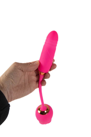 Cousins Group Pink Pussycat Thrusting Rose Vibrator - Clit Ticklers and Pulsators