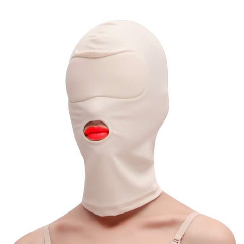 BDStyle Spandex Open Mouth Hood With Padded Blindfold for Sensory Deprivation - Bondage Hoods