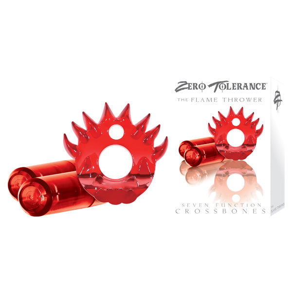 Crossbones Flame Thrower Double Bullet in Red - - Cock Rings