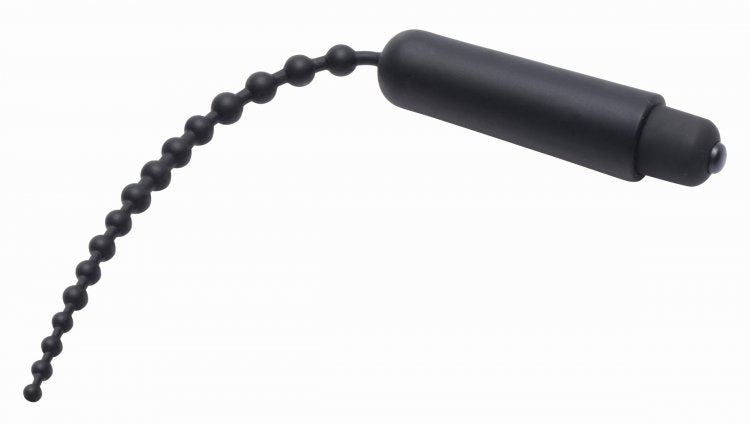 Dark Rod Vibrating Beaded Silicone Sound - - Penis Plugs