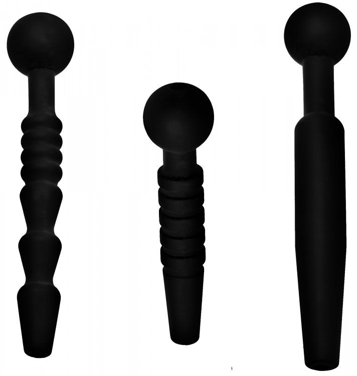 XR Brands Dark Rods 3 Piece Silicone Penis Plug Set - - Penis Plugs