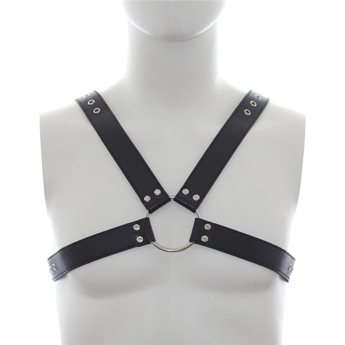 Deluxe Faux Leather Chest Harness - - Cuffs And Restraints