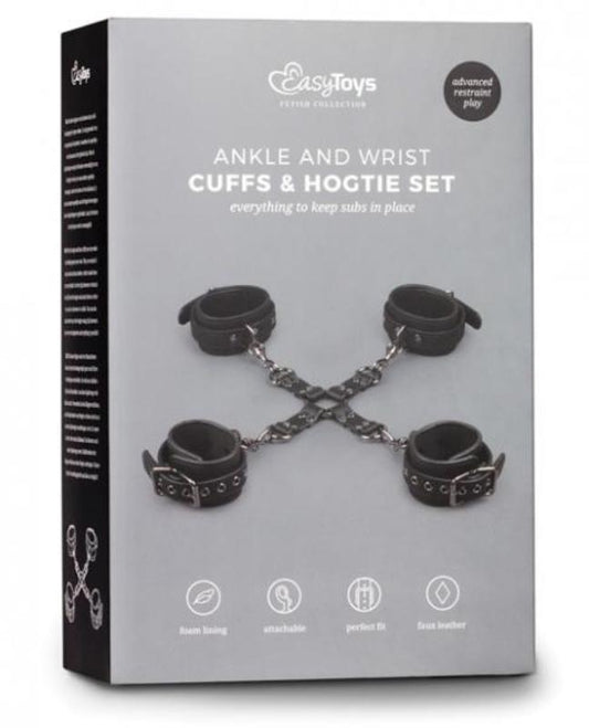 Easytoys Fetish Ankle and Wrist Cuffs and Hogtie Set - - Cuffs And Restraints