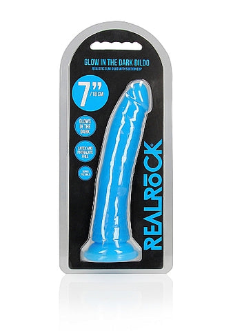 Shots Toys 7 Inch Slim Glow in the Dark Neon Dildo