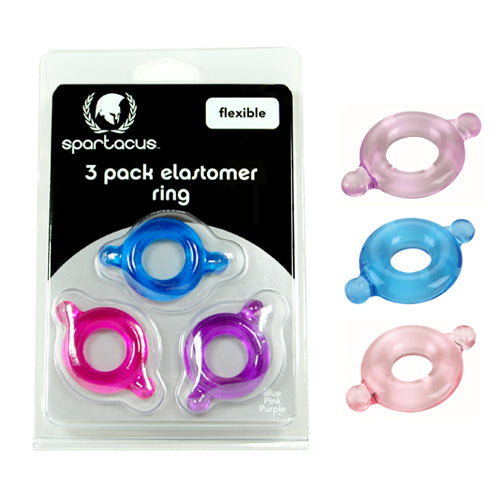 Elastomer Cock Ring 3 Pack - Set 1 - - Cock Rings