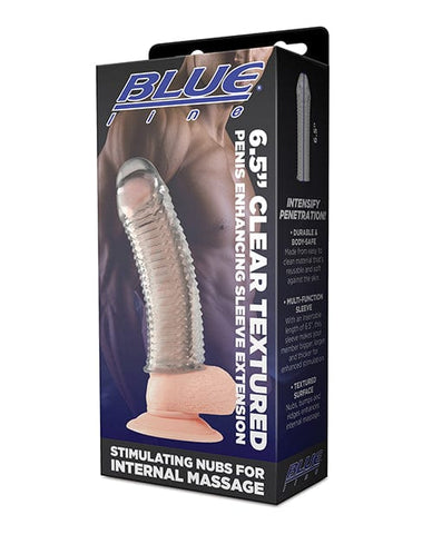 Blue Line 6.5 Inch Clear Textured Penis Enhancing Sleeve