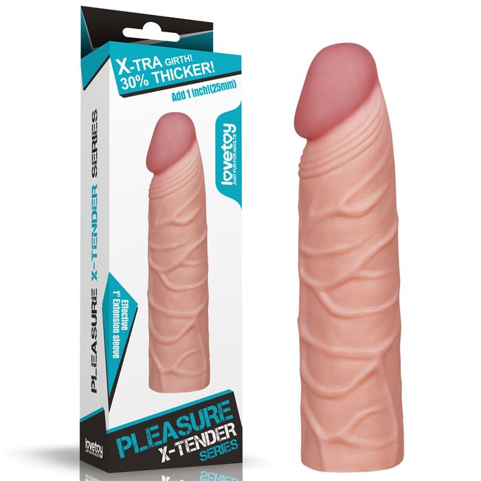 Lovetoy Pleasure X Tender Penis Extension Sleeve 2.5cm Flesh Penis Enhancement - Penis Sleeves and Extenders