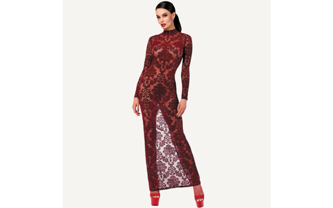 Noir Handmade Kink Royal Sexy Womens Gown Red