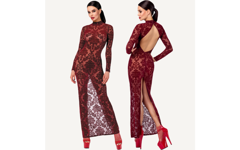 Noir Handmade Kink Royal Sexy Womens Gown Red