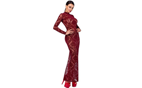 Noir Handmade Kink Royal Sexy Womens Gown Red