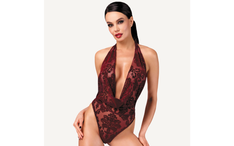 Noir Handmade Kink Royal Draped Plunge Womens Bodysuit Red