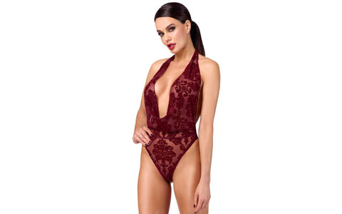 Noir Handmade Kink Royal Draped Plunge Womens Bodysuit Red