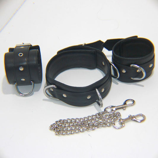 Fierce Wrist and Neck Restraints With Connecting Chain - - Cuffs And Restraints