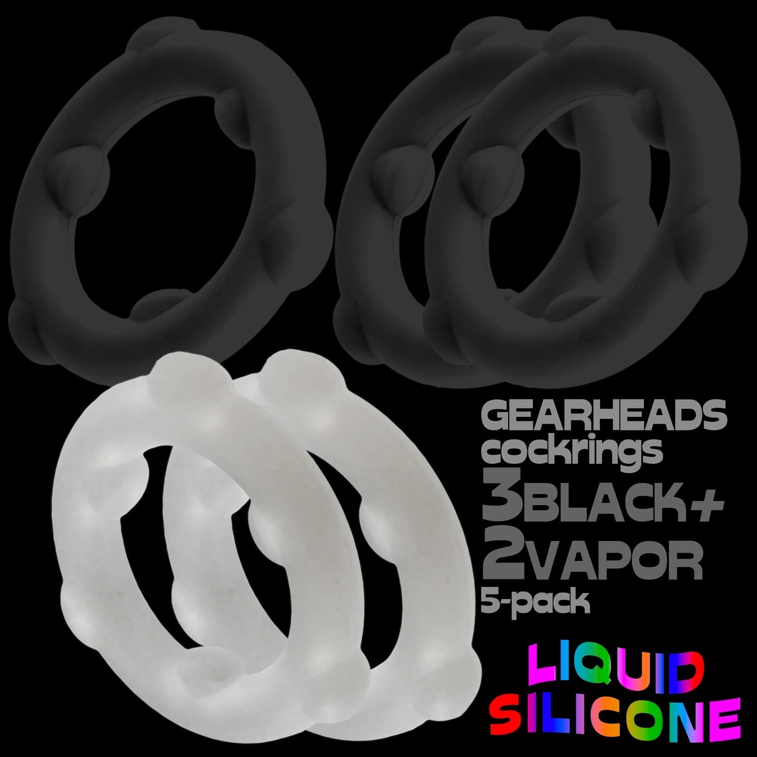 Oxballs Gearheads 5 Pack Spinner Cock Rings - Cock Ring Sets