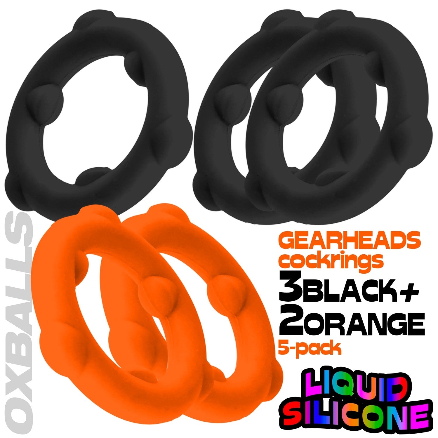 Oxballs Gearheads 5 Pack Spinner Cock Rings - Cock Ring Sets