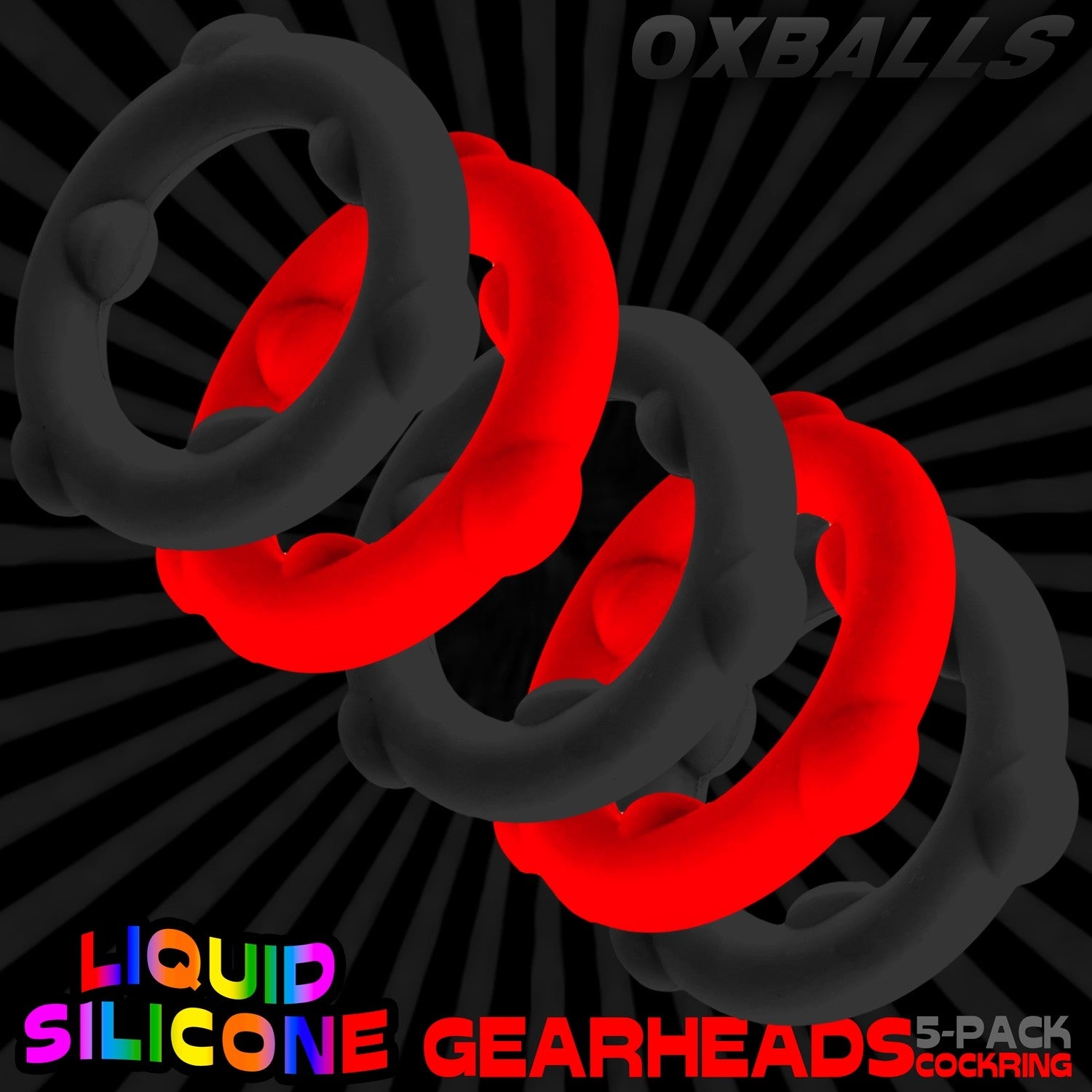 Oxballs Gearheads 5 Pack Spinner Cock Rings - Cock Ring Sets