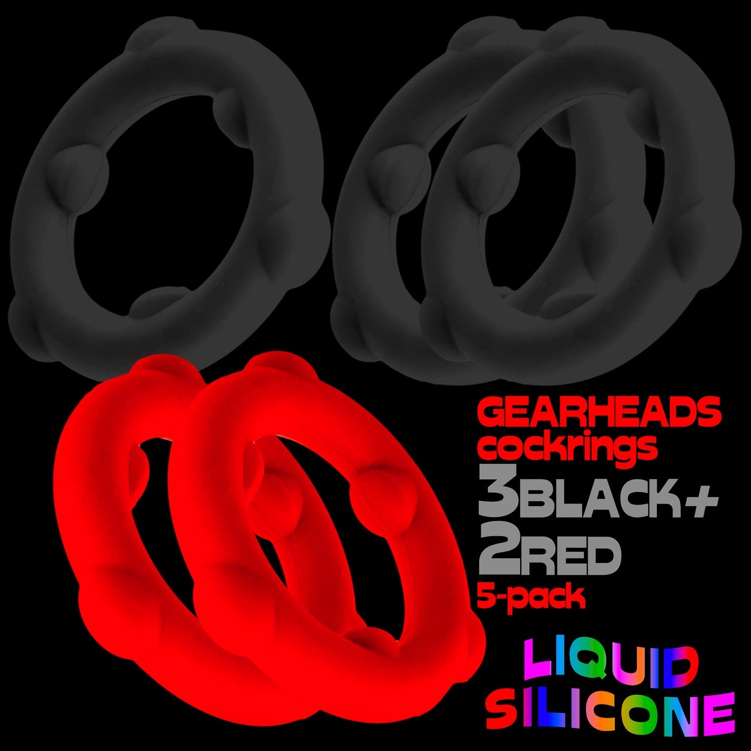 Oxballs Gearheads 5 Pack Spinner Cock Rings - Cock Ring Sets