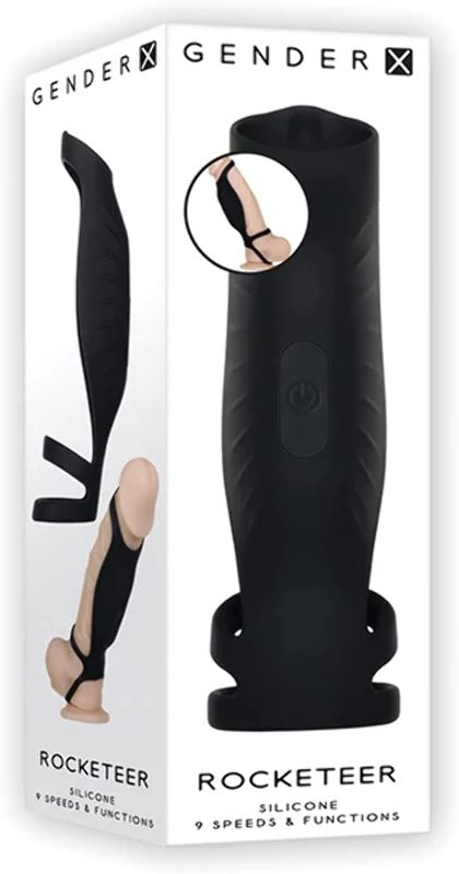 Gender X ROCKETEER Vibrating Sleeve - Black - - Pumps, Extenders and Sleeves