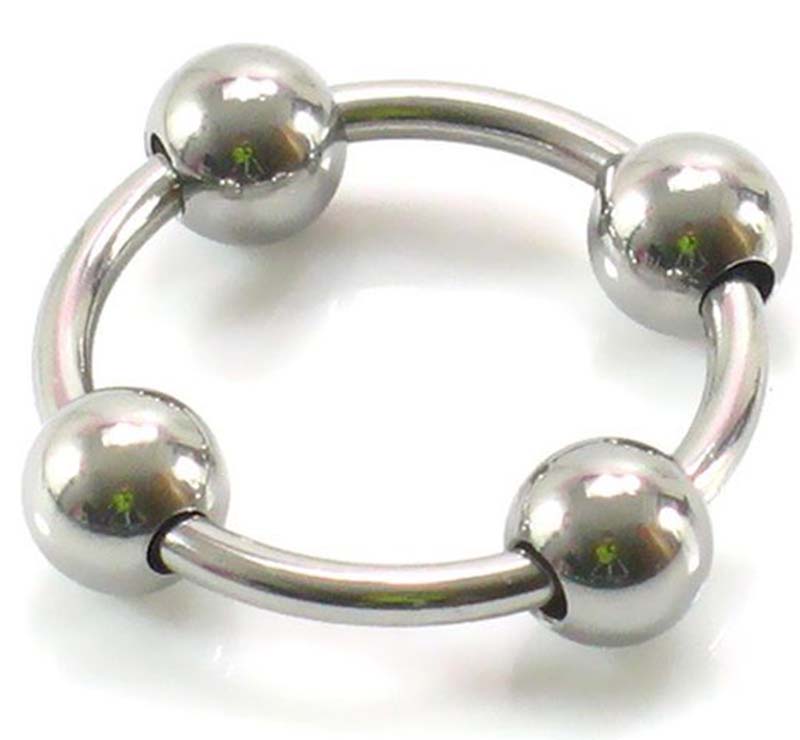 Glans Ring With 4 Balls - - Ball and Cock Toys