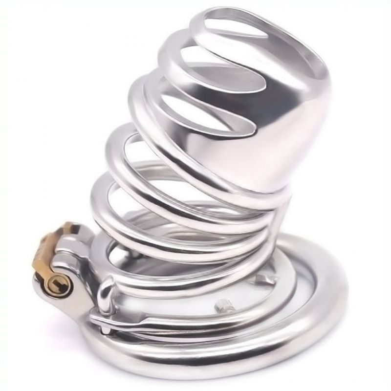 Gourdie Steel Cock Cage With Anti-falling Ring - - Male Chastity