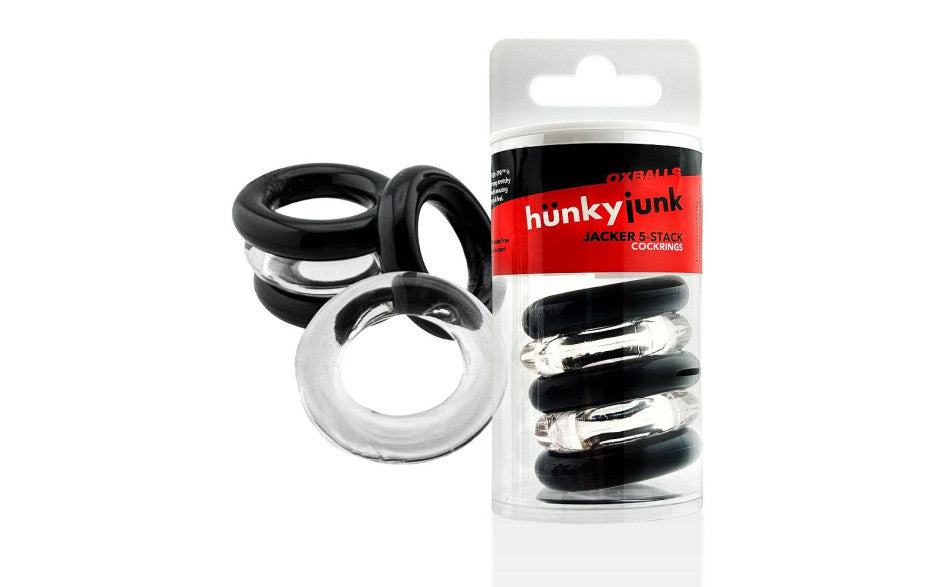 Hunkyjunk Jacker Stack 5 Piece Strong Cock Ring Set - Cock Ring Sets