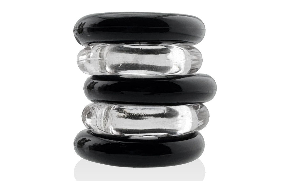 Hunkyjunk Jacker Stack 5 Piece Strong Cock Ring Set - Cock Ring Sets