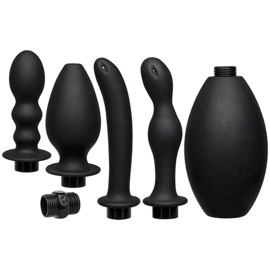 Kink Flow Full Flush Silicone Anal Douche and Accessory Black - - Sex Kits