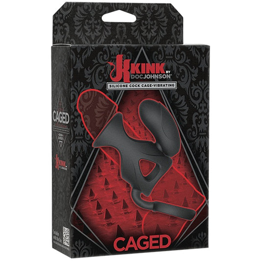 Kink Vibrating Silicone Cock Cage With Ball Strap Black - - Cock Rings