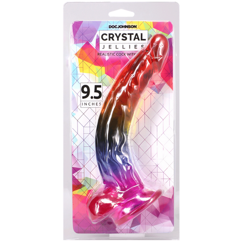 Doc Johnson Crystal Jellies Realistic Cock with Balls Rainbow - Realistic Dildos